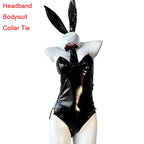 AniLV New Bunny Girl Series Leather Boysuit Unifrom Cosplay Women Zipper Hollow Mesh Rabbit Onesie Pajamas Outfits Costumes