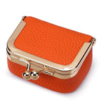 Wallet Genuine Leather Kiss Lock Coin Purse Solid Color Square Leather Jewelry Bag Multifunctional Mini Small Item Bag Earrings