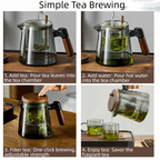 Creative Tea separation Glass Teapot Heat Resistant 650ML Lazy Kungfu Drip Teapot Tea Water Separation with Wooden Handle
