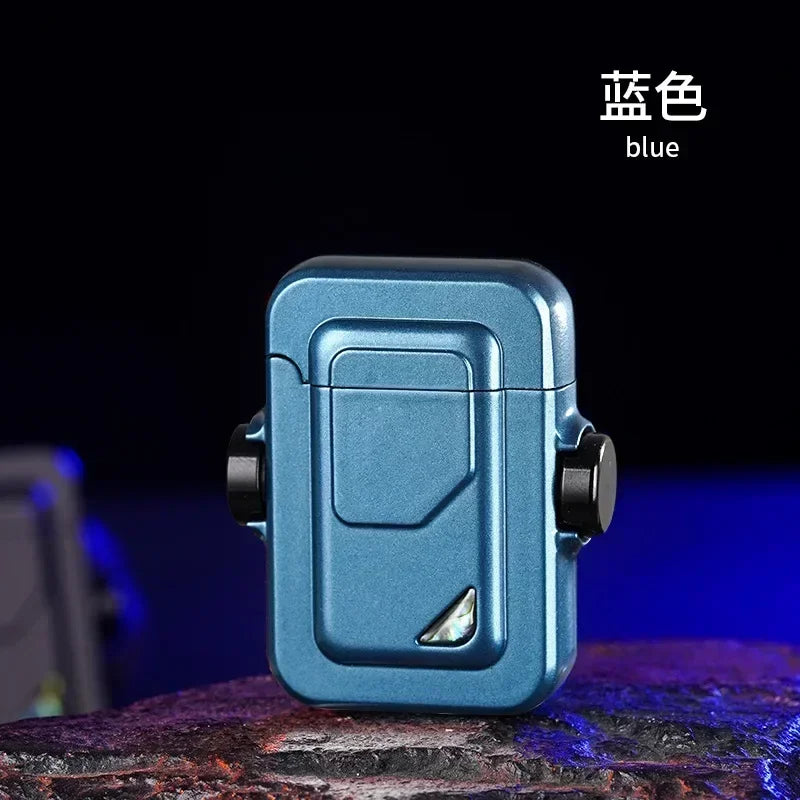 2024 Metal Mecha Gyro Windproof Red Flame Gas Lighter Natural Shell Decoration Roller Battery Ignition Electric Lighters Smoking
