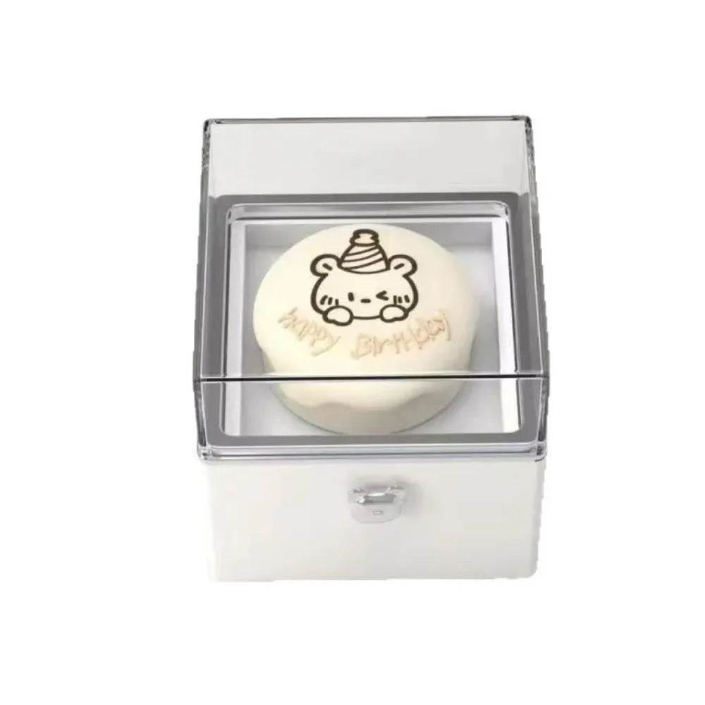 Rednote Bear Flip Ring Box Valentine Birthday Mini Cake for Girlfriend Gift Boxes Packaging Box