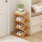 2-9 Tiers Bamboo Shoe Rack Without Installation Small Shoe Rack, Foldable Shoe Storage Rack, Shoe Organizer for Entryway