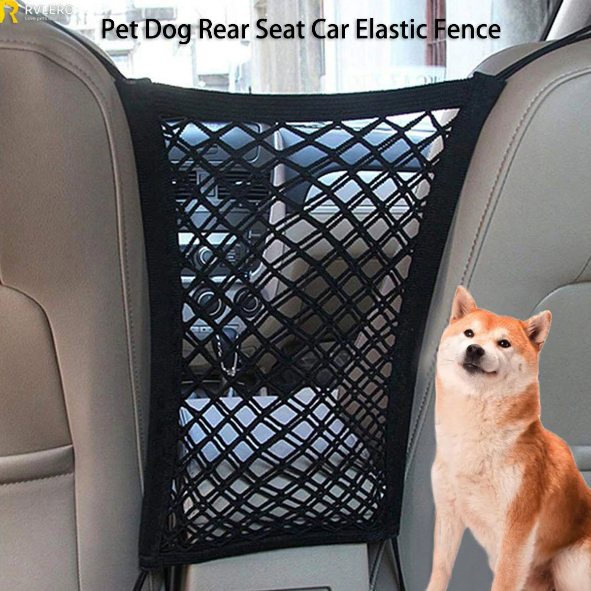Pet Dog Rear Seat Car Fence Dog Isolation Protection Net Elastic Double Layer Storage Separation Net Pet Safety Rail Pet Suppliy Secondary image