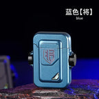 2024 Metal Mecha Gyro Windproof Red Flame Gas Lighter Natural Shell Decoration Roller Battery Ignition Electric Lighters Smoking