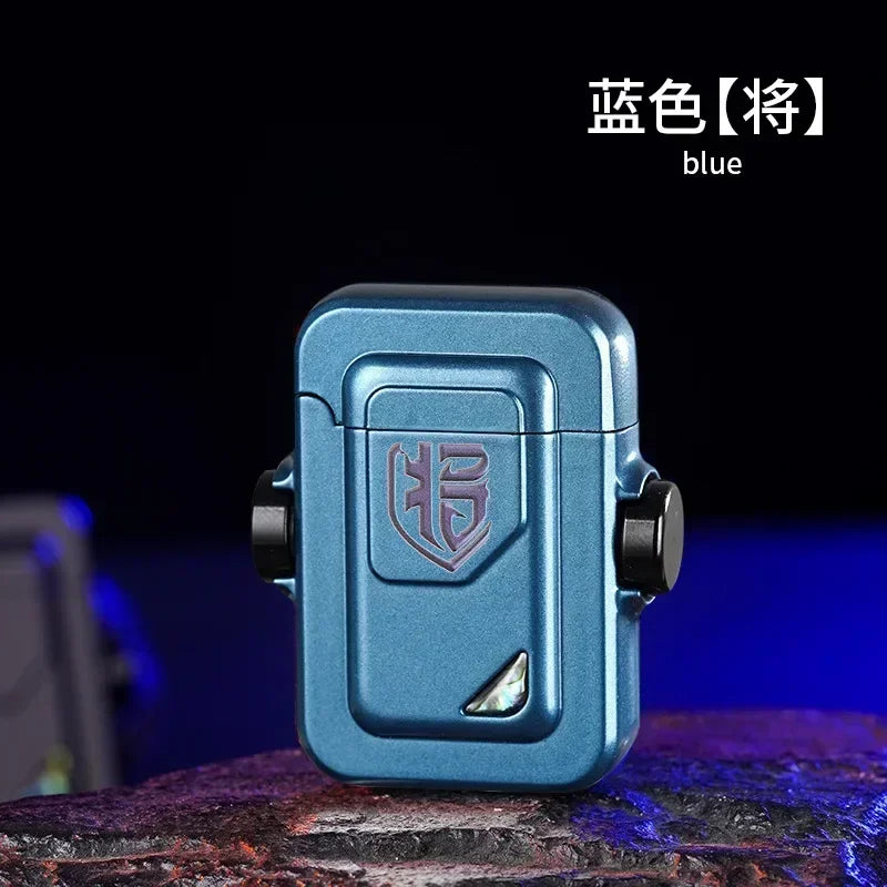 2024 Metal Mecha Gyro Windproof Red Flame Gas Lighter Natural Shell Decoration Roller Battery Ignition Electric Lighters Smoking