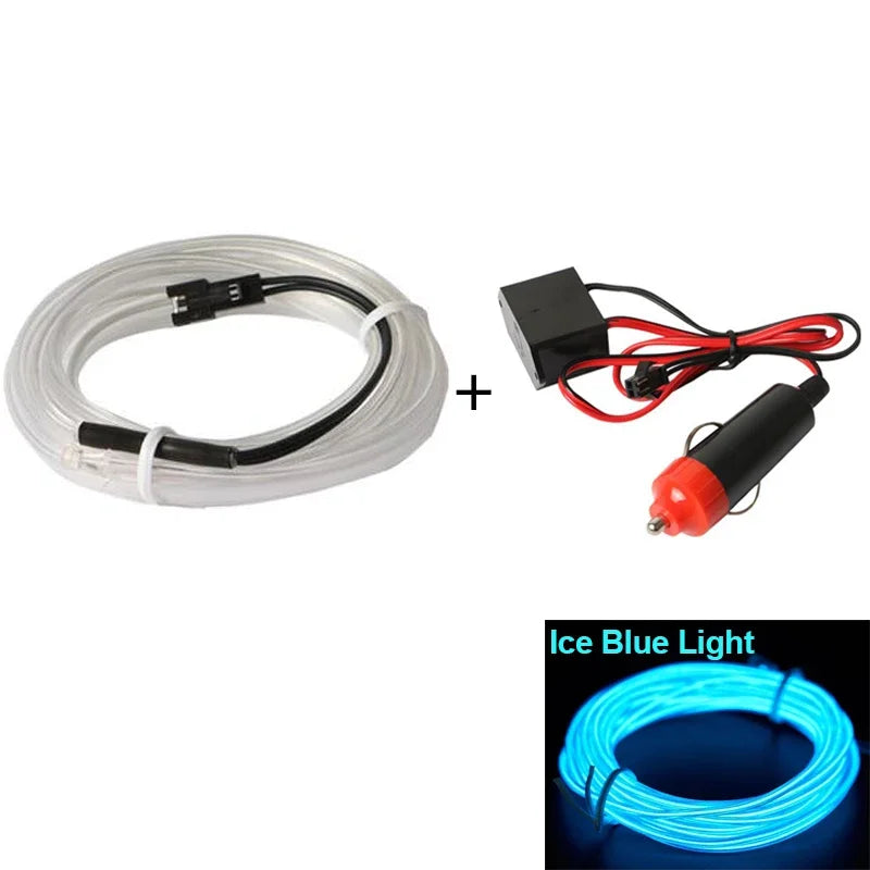 5m Car Interior Accessories Atmosphere Lamp Cold Light Line with USB DIY Decorative Dashboard Console Auto LED Ambient Lights