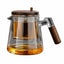 Creative Tea separation Glass Teapot Heat Resistant 650ML Lazy Kungfu Drip Teapot Tea Water Separation with Wooden Handle