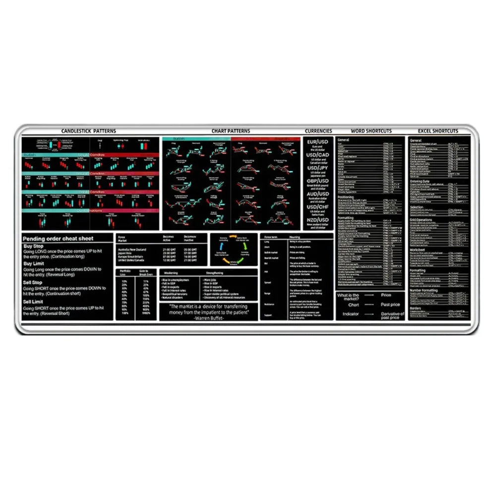 700X300mm Chart Pattern Mouse Pad Efficient Smooth Candlestick Pattern Art Mouse Pad Stock Market Chart Pattern Investor Gift