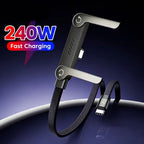 Braided Type-C Fast Charging Cable, Foldable Multi-function Stand Charging Wire, Universal Compatible with iPhone，iPad