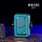 2024 Metal Mecha Gyro Windproof Red Flame Gas Lighter Natural Shell Decoration Roller Battery Ignition Electric Lighters Smoking