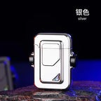 2024 Metal Mecha Gyro Windproof Red Flame Gas Lighter Natural Shell Decoration Roller Battery Ignition Electric Lighters Smoking