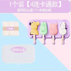 2pc Silicone Ice Cream Mold Popsicle Siamese Molds with Lid DIY Homemade Ice Lolly Mold Cartoon Cute  Handmade Kitchen Tools