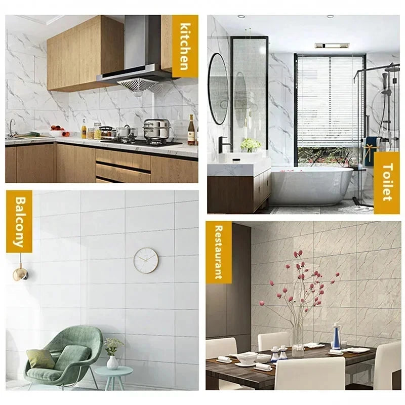 30x60/30cm Kitchen Self Adhesive Marble Tiles Wall Stickers Waterproof PVC Floor Tile Sticker Living Room Bathroom Decor Secondary image