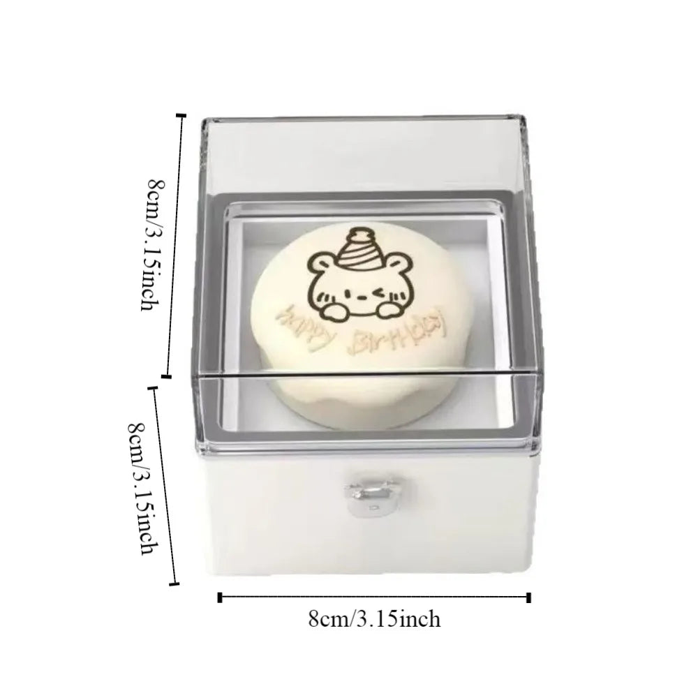 Rednote Bear Flip Ring Box Valentine Birthday Mini Cake for Girlfriend Gift Boxes Packaging Box