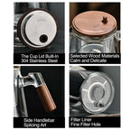 Creative Tea separation Glass Teapot Heat Resistant 650ML Lazy Kungfu Drip Teapot Tea Water Separation with Wooden Handle