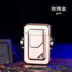 2024 Metal Mecha Gyro Windproof Red Flame Gas Lighter Natural Shell Decoration Roller Battery Ignition Electric Lighters Smoking