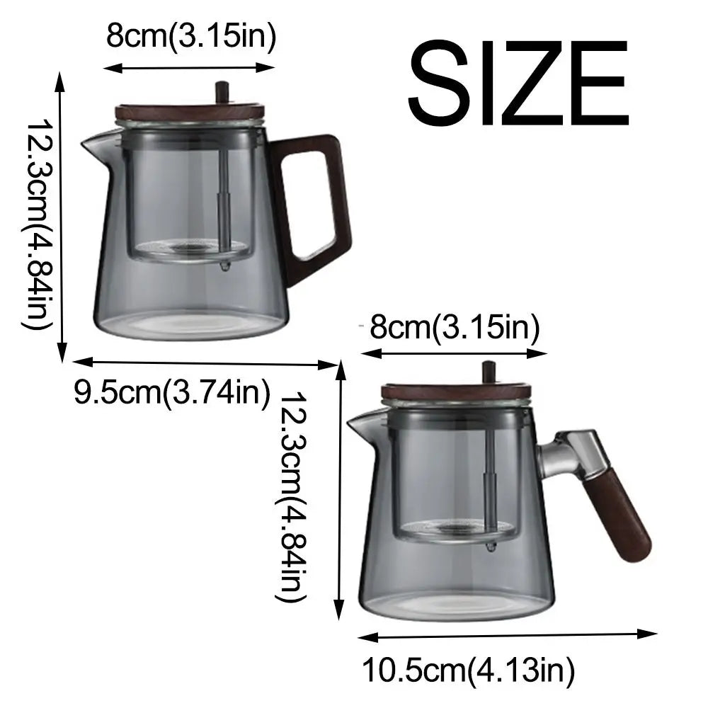 Creative Tea separation Glass Teapot Heat Resistant 650ML Lazy Kungfu Drip Teapot Tea Water Separation with Wooden Handle