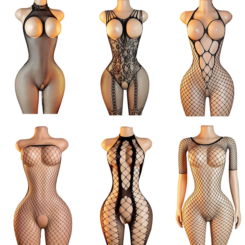 High Waist Pantyhose Mesh Stockings For Sex Sexy Porn Female Lingerie Fishnet Bondage Erotic Bodysuit Stretch Open Crotch Tights मुख्य तस्वीर
