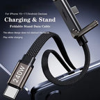 Braided Type-C Fast Charging Cable, Foldable Multi-function Stand Charging Wire, Universal Compatible with iPhone，iPad