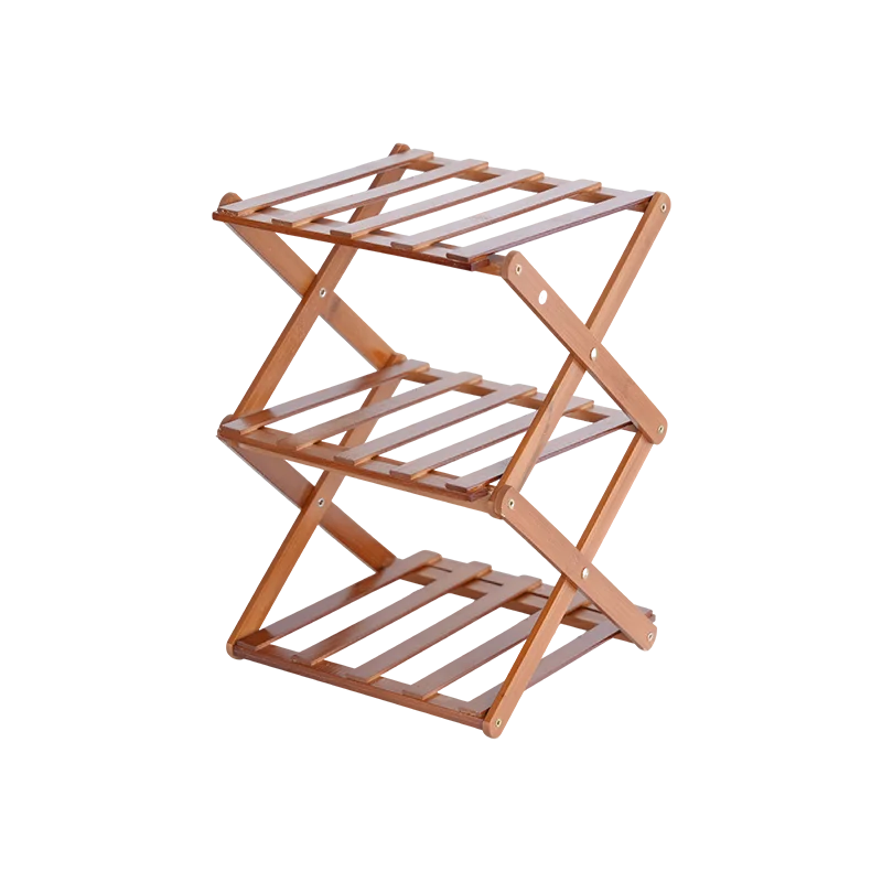 Folding Bamboo Shoe Rack, Multi-Layer Narrow Space Saving Storage Organizer No-Installation Required Shoe Shelf for Small Spaces