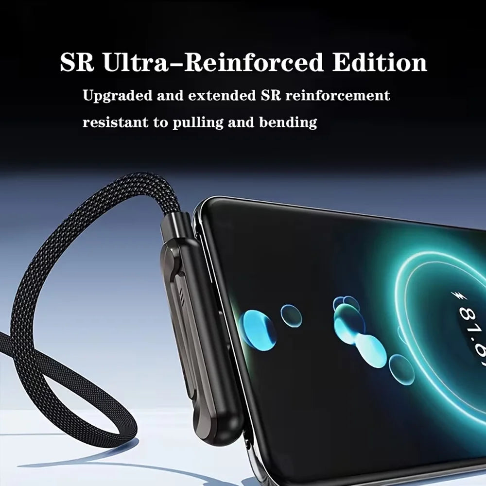 Braided Type-C Fast Charging Cable, Foldable Multi-function Stand Charging Wire, Universal Compatible with iPhone，iPad