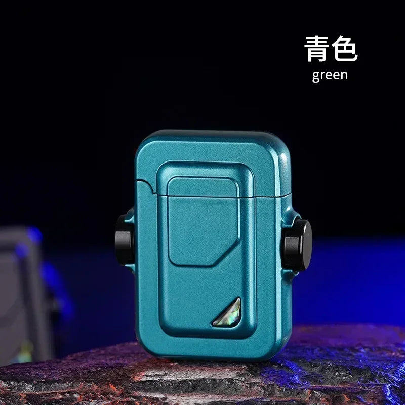 2024 Metal Mecha Gyro Windproof Red Flame Gas Lighter Natural Shell Decoration Roller Battery Ignition Electric Lighters Smoking