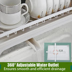 Home Household Under-Sink Organizer 2 Tier 360° Swivel Dish Drying Rack with Drainboard Utensil Holder No-Drill Metal
