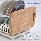 Home Household Under-Sink Organizer 2 Tier 360° Swivel Dish Drying Rack with Drainboard Utensil Holder No-Drill Metal