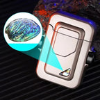 2024 Metal Mecha Gyro Windproof Red Flame Gas Lighter Natural Shell Decoration Roller Battery Ignition Electric Lighters Smoking
