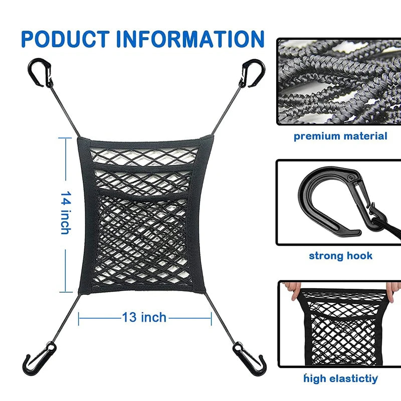 Car Storage Net Bag Between Seats Car Divider Pet Barrier Stretchable Elastic Mesh Bag Organizer Auto Accessories Secondary image