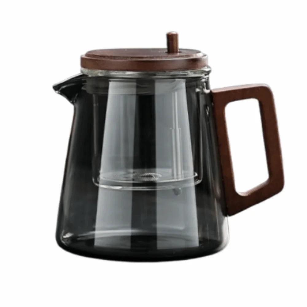 Creative Tea separation Glass Teapot Heat Resistant 650ML Lazy Kungfu Drip Teapot Tea Water Separation with Wooden Handle