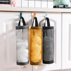 Kitchen storage miscellaneous bag storage wall mounted mesh plastic bag hanging reusable storage bag kitchen garbage organizer