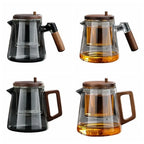Creative Tea separation Glass Teapot Heat Resistant 650ML Lazy Kungfu Drip Teapot Tea Water Separation with Wooden Handle