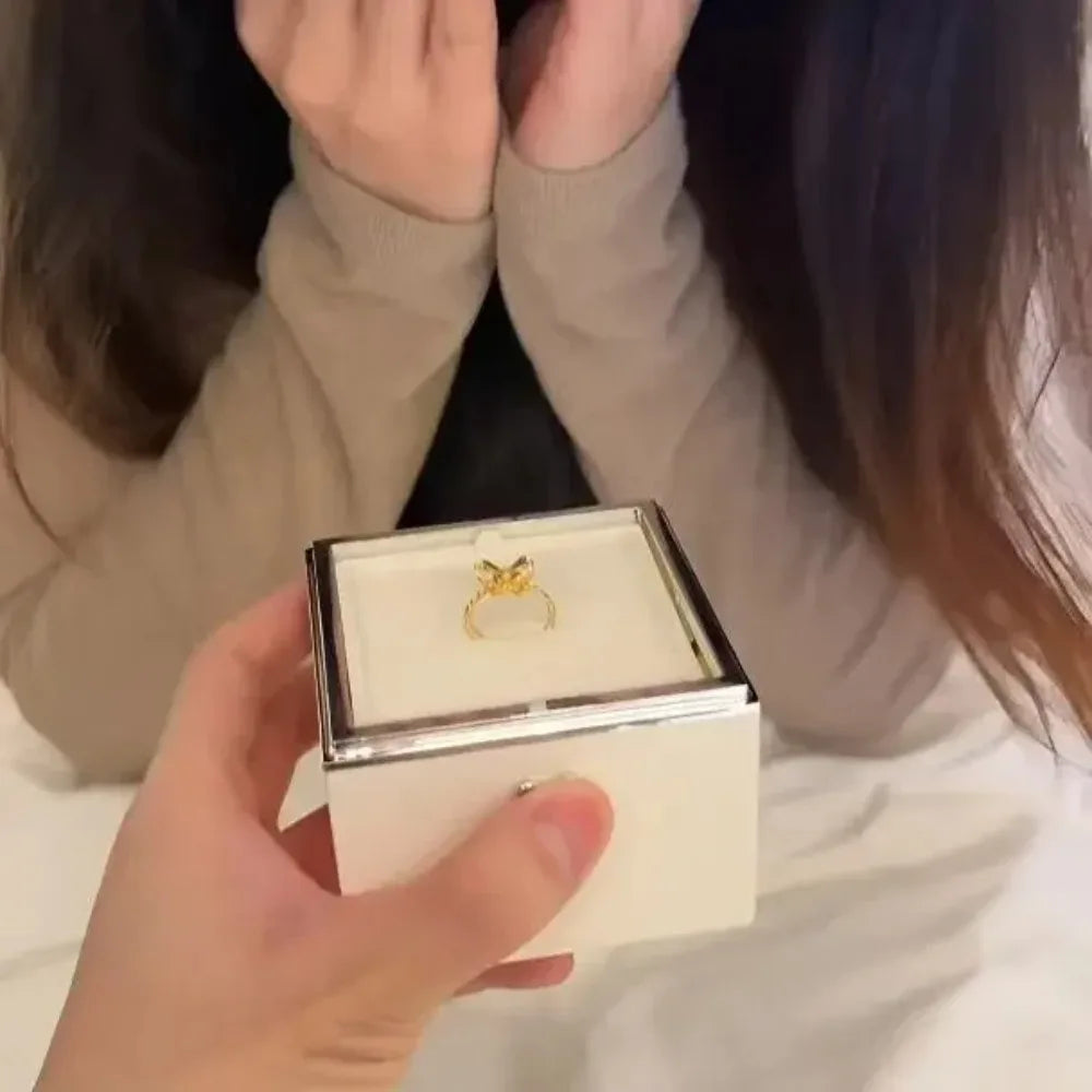 Rednote Bear Flip Ring Box Valentine Birthday Mini Cake for Girlfriend Gift Boxes Packaging Box